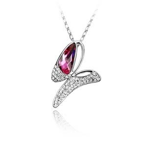 PŘÍVĚSEK MOTÝL - SWAROVSKI KRYSTALY - RŮŽOVÝ