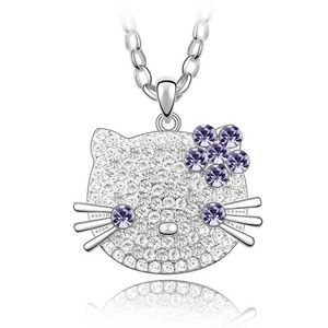 PŘÍVĚSEK HELLO KITTY - SWAROVSKI KRYSTALY - FIALOVÝ