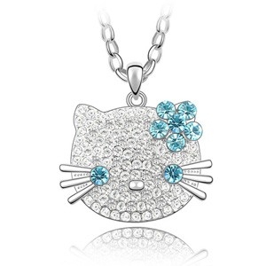 PŘÍVĚSEK HELLO KITTY - SWAROVSKI KRYSTALY - MODRÉ