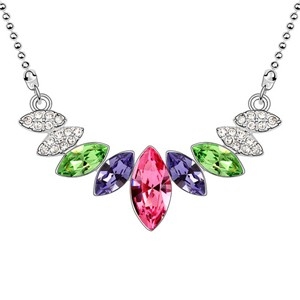 NÁHRDELNÍK SE SWAROVSKI KRYSTALY - ZELENÝ, FIALOVÝ, RŮŽOVÝ