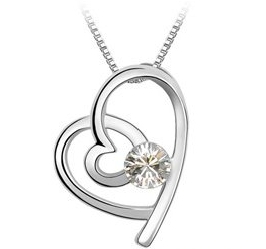 PŘÍVĚSEK SRDCE + ŘETÍZEK - SWAROVSKI KRYSTAL ČIRÝ